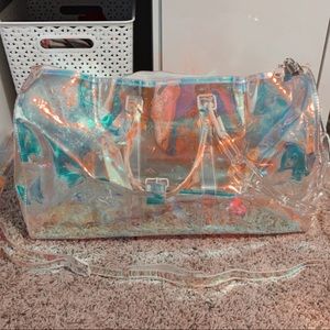 LV iridescent clear duffel bag